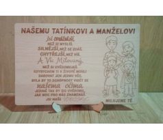 Cedulka - Našemu tatínkovi a manželovi