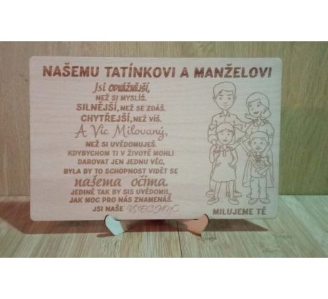 Cedulka - Našemu tatínkovi a manželovi